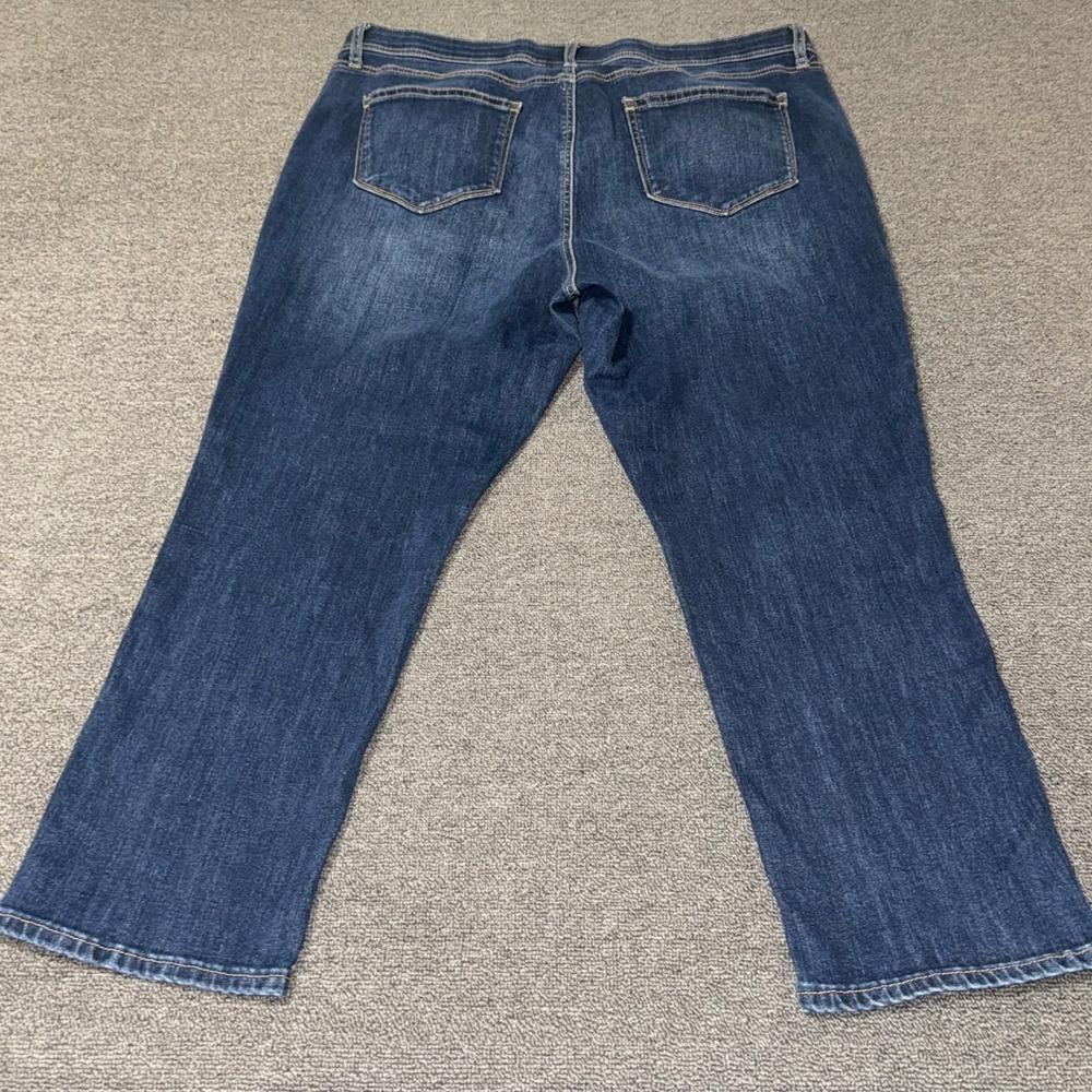Evri Capri Jeans Dark Wash Stretch Elastic Waist Denim Cropped Pants Womens 18W - Picture 3 of 9